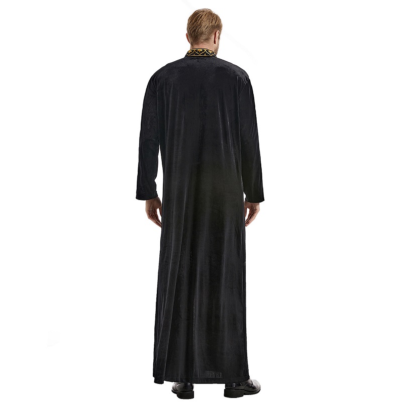 Muslim Arab Men Clothing Velvet Robe Thawb Caftan 男刺绣长袍 - 图2