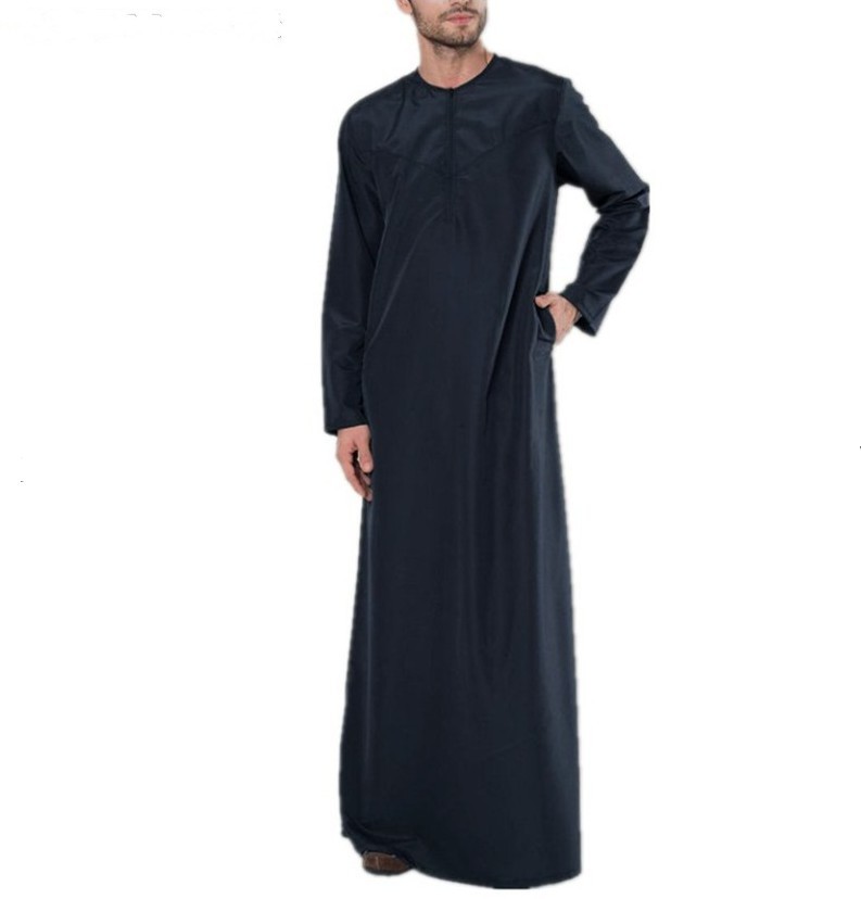 2022 New Arab zipper shirt Malaysia Men's Loose long robe - 图3