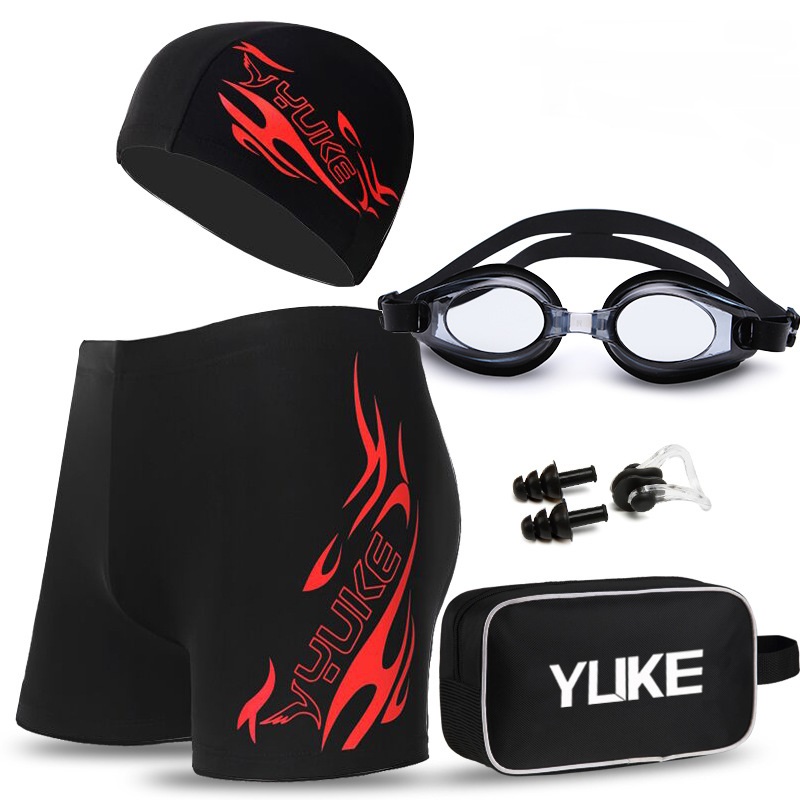 Men's Swimming Set Swim Trunks Glasses Cap Swimwear 泳衣套装 - 图0