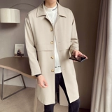 Мужской демисезонный длинный плащ, модная куртка для отдыха, трендовое универсальное пальто, средней длины, в корейском стиле