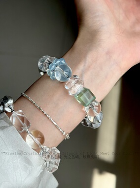 千岛白映【·森屿薄荷海·】喜水魔鬼蓝大颗粒海蓝宝白水晶绿莹石