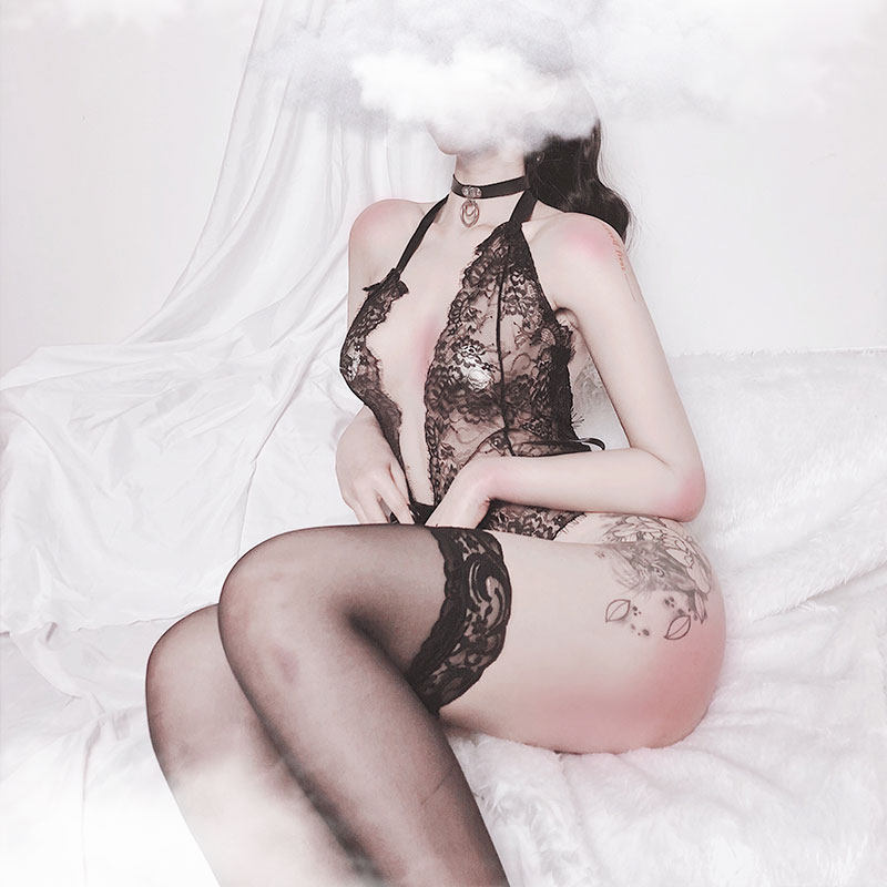 法式蕾丝白色薄款连体私房性感睡裙 做你的猫 集美私藏睡衣/家居服套装