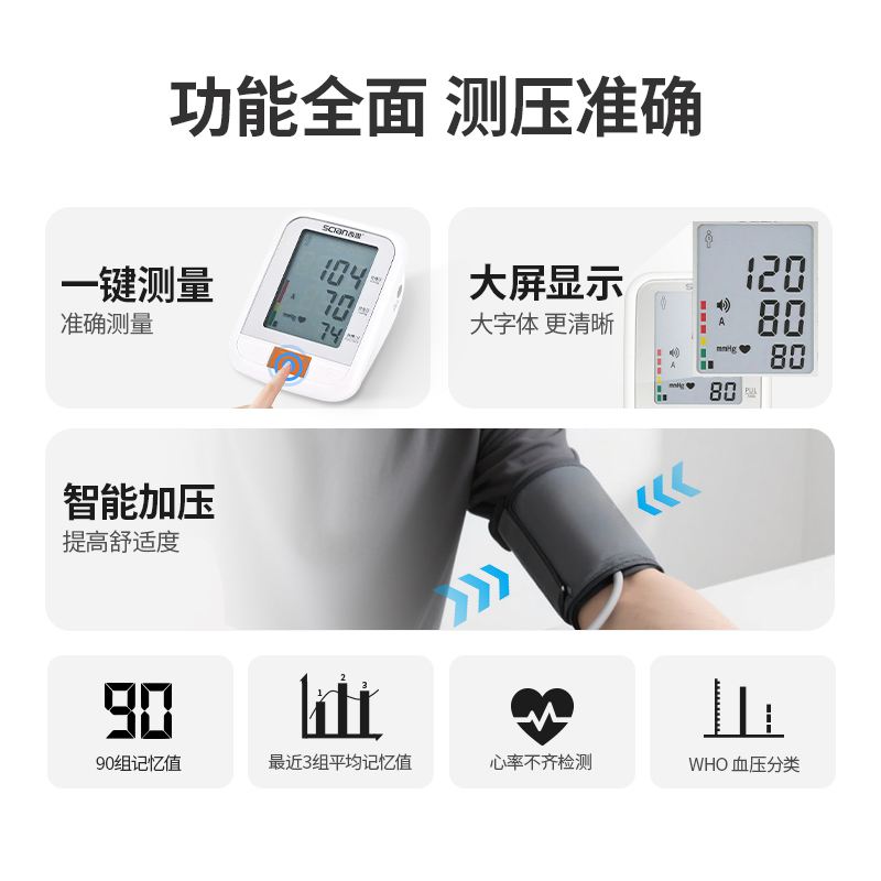 西恩上臂式血压测量仪家用全自动电子血压计血压测量计LD533 - 图1