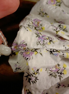 ouswa自制【寻野菜】vintage复古棉麻小碎花手工小众大肠发圈发饰