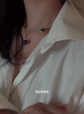 ouswa项链写给时光一封情书水钻