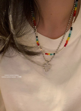 ouswa串珠水晶少女项链