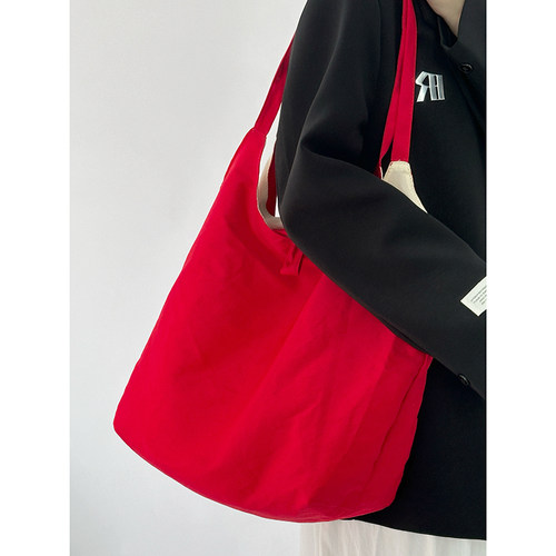 ins风条纹手提帆布托特包女新款2026小众设计大容量腋下单肩包包 - 图1