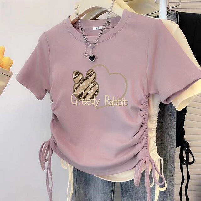 ເສື້ອຍືດແຂນສັ້ນ trendy ສໍາລັບແມ່ຍິງ 2026 ເສື້ອທີເຊີດລະດູຮ້ອນໃຫມ່, ບ່າຂວາ, ສາຍເຊືອກສັ້ນ, chic, ຫວານແລະນາງຟ້າເທິງ Y