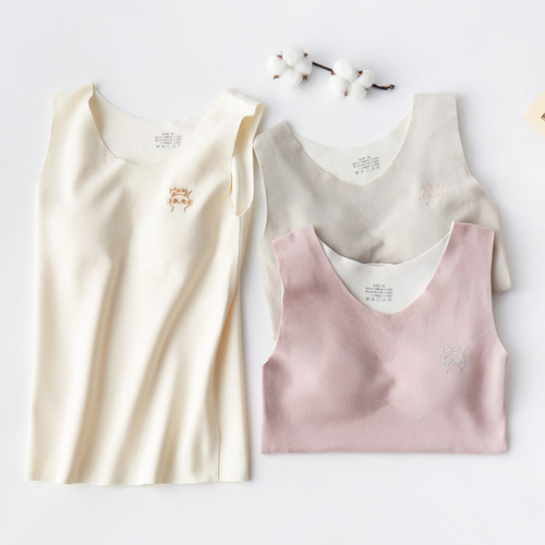 德绒女童长款背心少女保暖内衣无痕发育期10女孩大童打底内穿文胸 - 图0