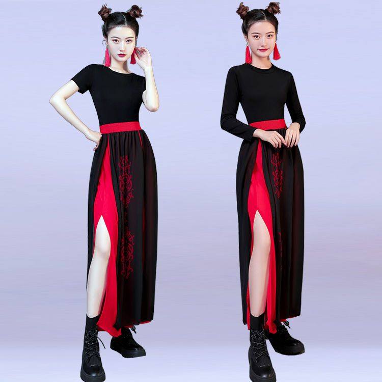 元旦芒种古典男女长短袖中国风扇子现代舞儿童爵士舞蹈套装演出服 - 图0