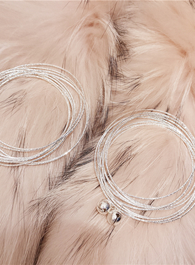 s925纯银电镀细丝铃铛手镯女 韩版气质简约多层十圈组合手环配饰