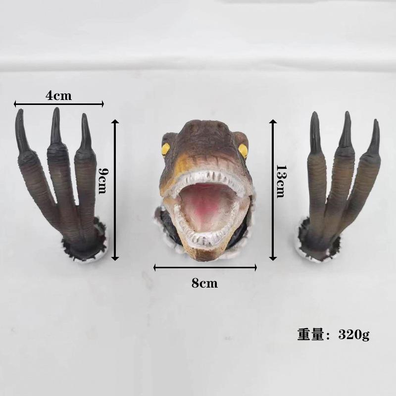 【现货】新品花园恐龙雕像装饰树脂摆件破壁龙墙饰迅猛龙墙贴装饰 - 图0