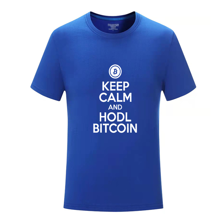 Keep Calm and Hodl Bitcoin圆领短袖T恤短袖纪念品文化衫半袖-图0