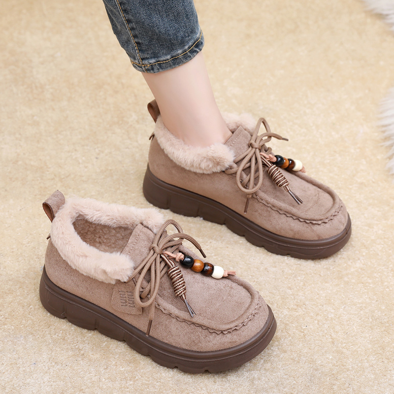雪地靴厚底女2025冬季新款加绒加厚保暖棉鞋复古勃肯乐福鞋毛毛鞋 - 图2