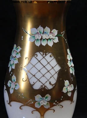波西米亚白色花瓶大面积描金立体花朵工艺品花瓶花器完美主义者勿