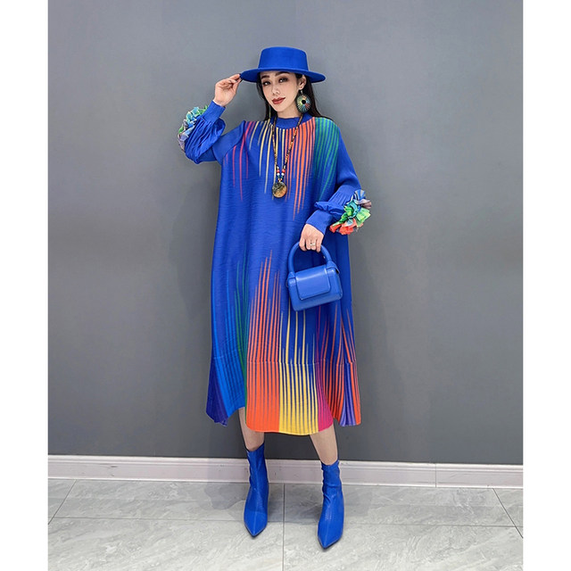 2026 Spring New Style Pleated Dress Colorful Elegant Comfortable Three-dimensional Flower Elegant Loose Plus Size ເຄື່ອງນຸ່ງຜູ້ຍິງ