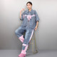 ພາກຮຽນ spring denim ກົງກັນຂ້າມ embroidered ຊຸດ pants ຂາກ້ວາງ