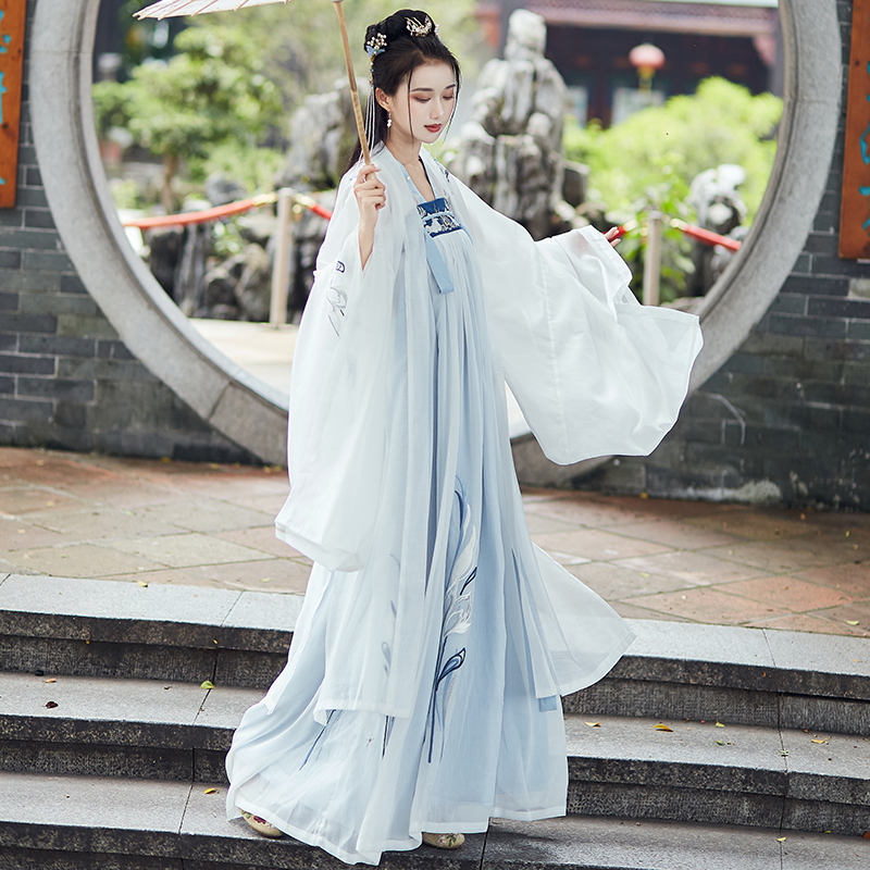 汉服女原创大袖衫中国风齐胸襦裙古装汉服女超仙仙气飘逸古风学生_虎窝淘