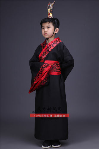 儿童古装汉服男女学生中国风国学服装幼儿孔子大臣三字经演出服 - 图2
