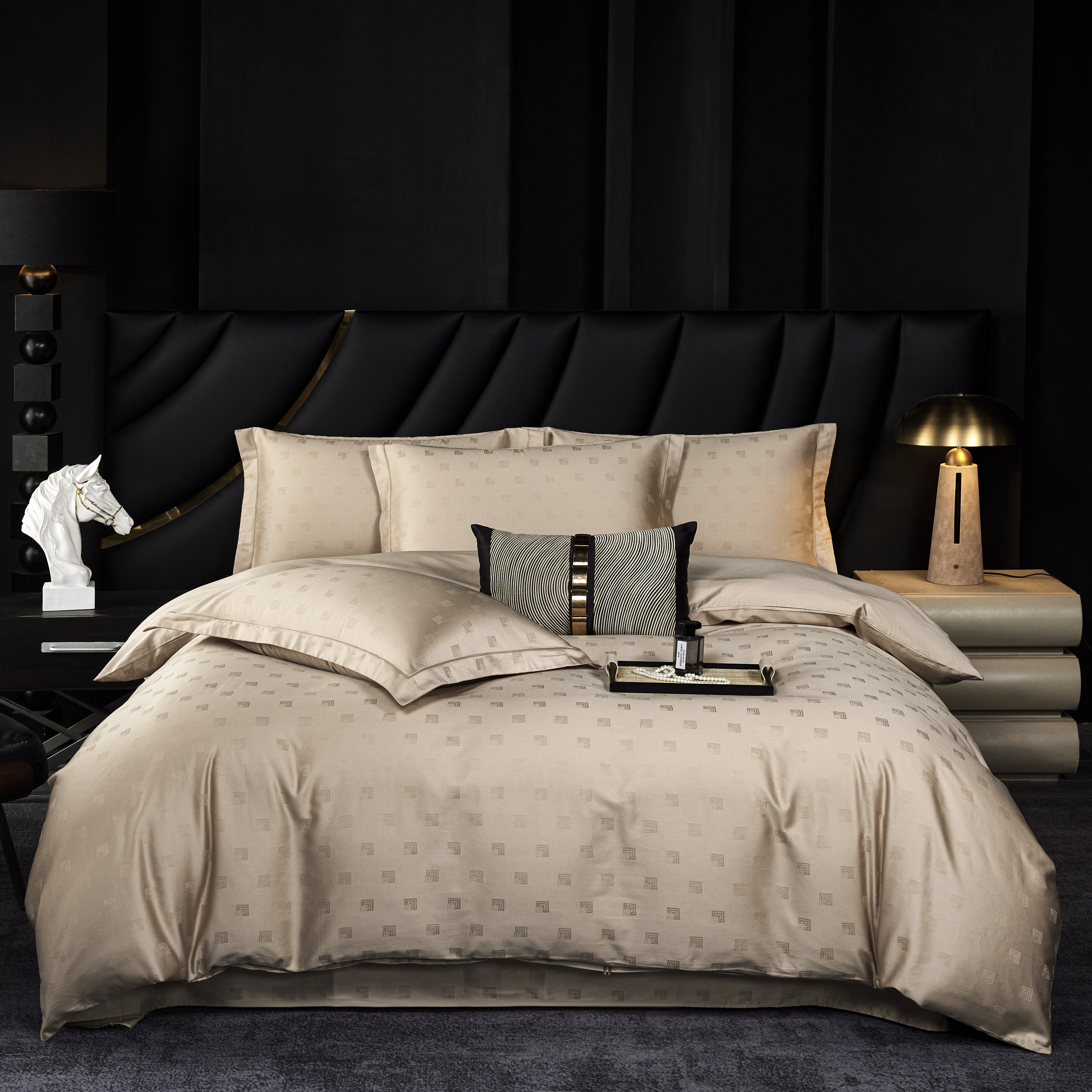 A60支新疆长绒棉立体浮雕全棉四件套纯棉高级感提花被套床单四件