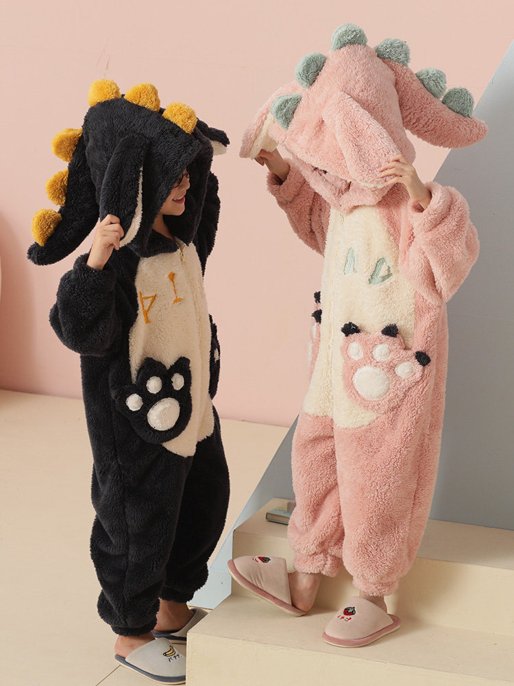 亲子母女童冬季珊瑚绒可爱造型睡衣 珊妤睡衣/家居服套装