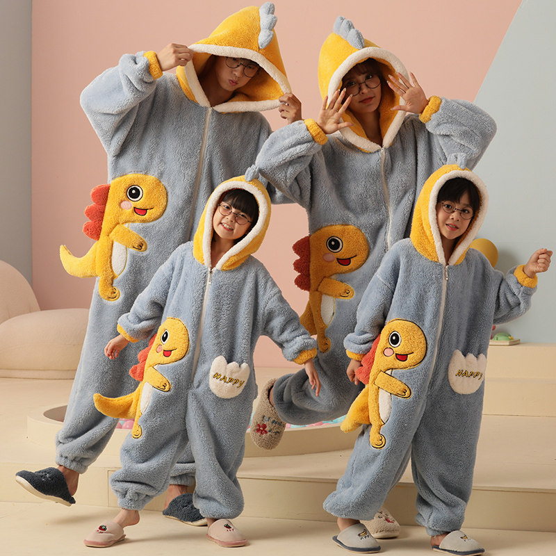 亲子一家三口装秋冬季连体男童睡衣 珊妤睡衣/家居服套装