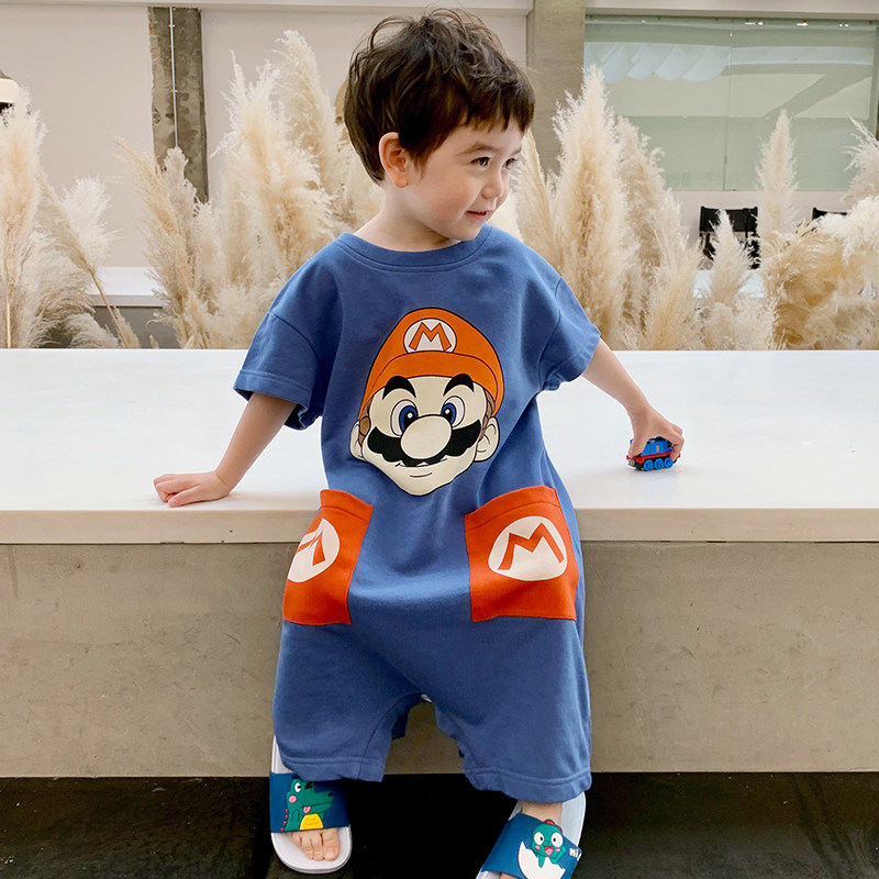 夏季男童短袖连身衣卡通防踢睡衣 珊妤睡衣/家居服套装