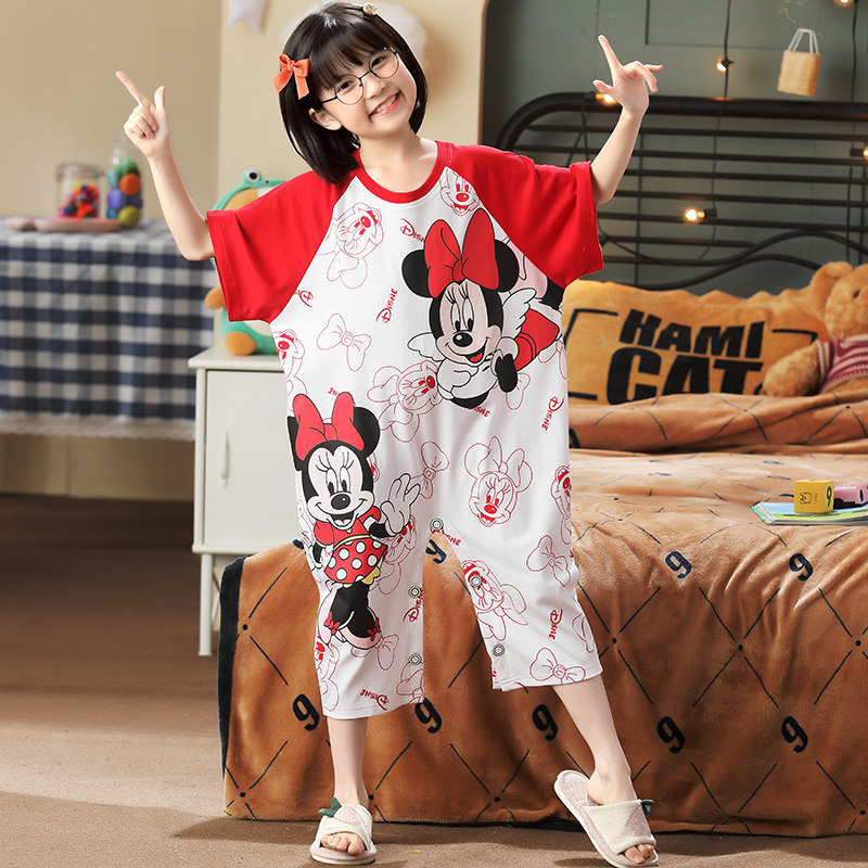 卡通女童夏季纯棉连体衣小老虎睡衣 珊妤睡衣/家居服套装