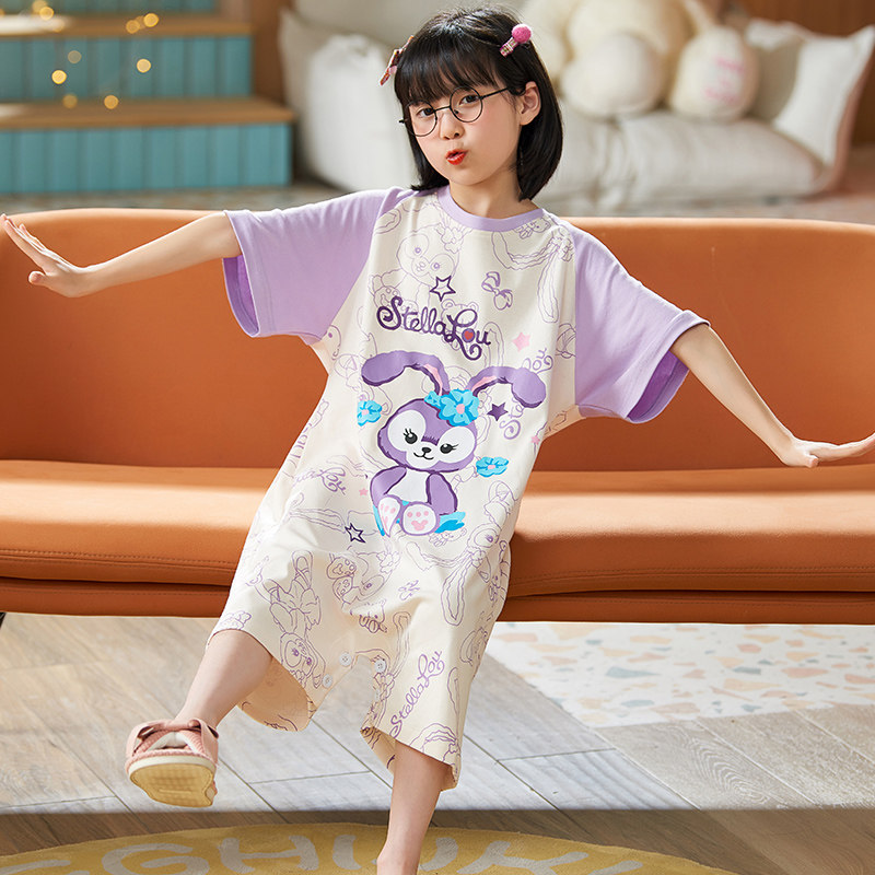 儿童连体女童夏季纯棉短袖萌连体衣 珊妤睡衣/家居服套装