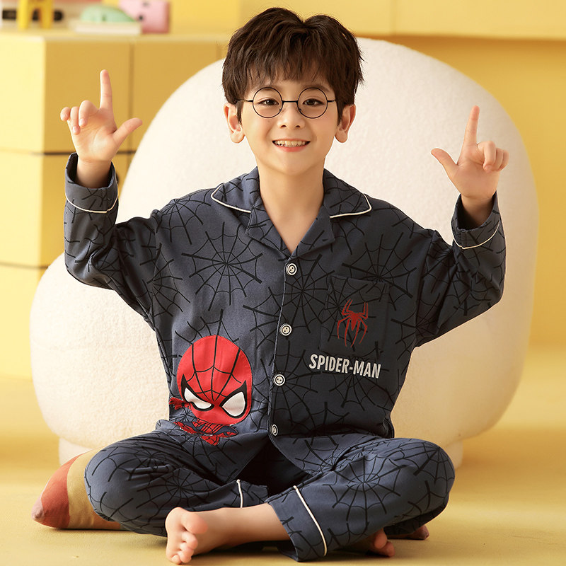 秋季男孩长袖纯棉青少年中大童睡衣 珊妤睡衣/家居服套装