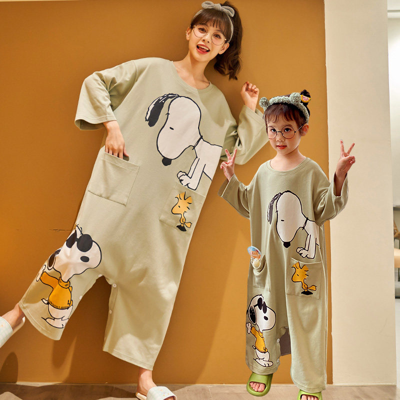 亲子装连体春秋纯棉长袖男女童睡衣 珊妤睡衣/家居服套装