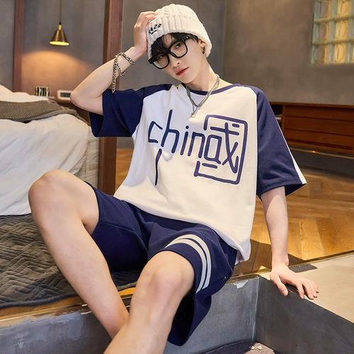 Летняя тонкая хлопковая пижама, хлопковый комплект для школьников для отдыха, подходит для подростков