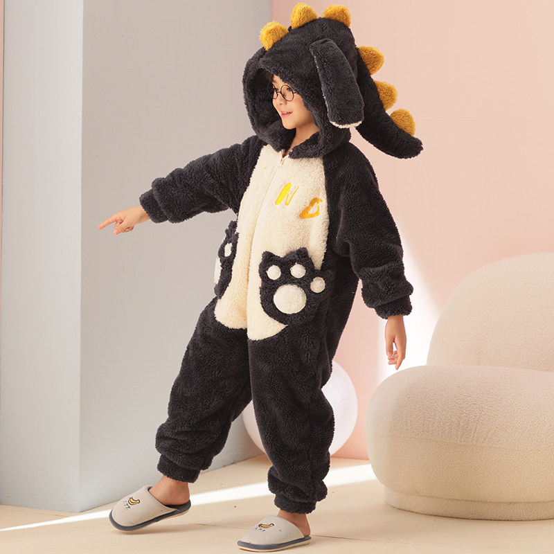 连体男童秋冬季珊瑚绒儿童12睡衣 珊妤睡衣/家居服套装