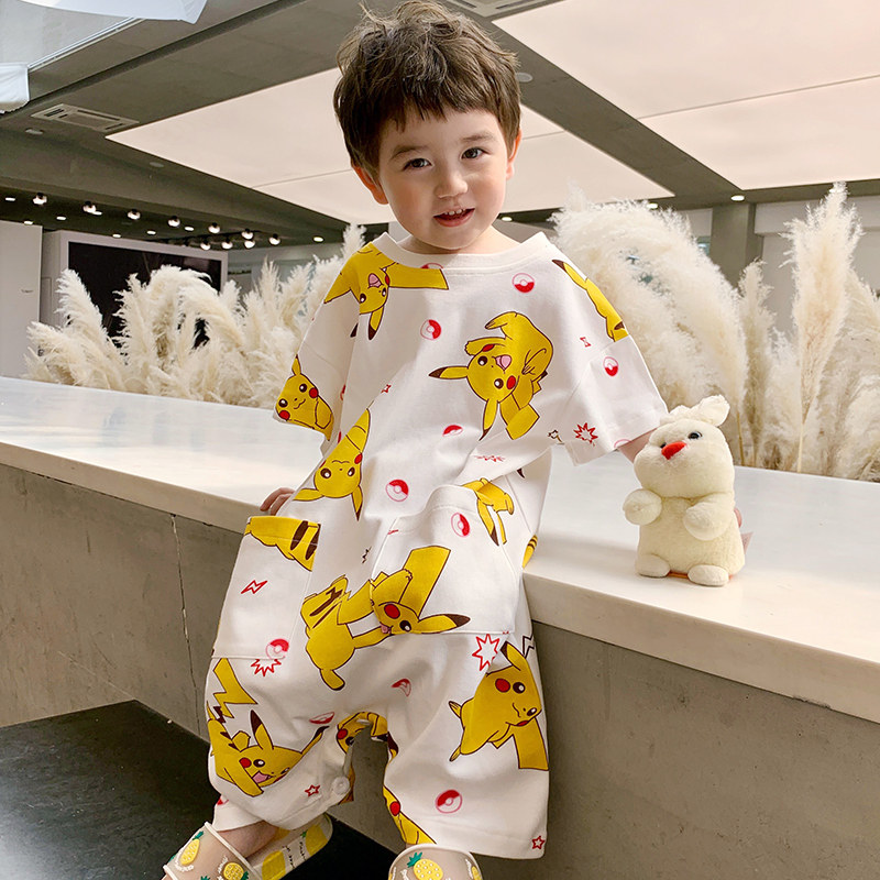 夏季男童短袖连身衣卡通防踢睡衣 珊妤睡衣/家居服套装