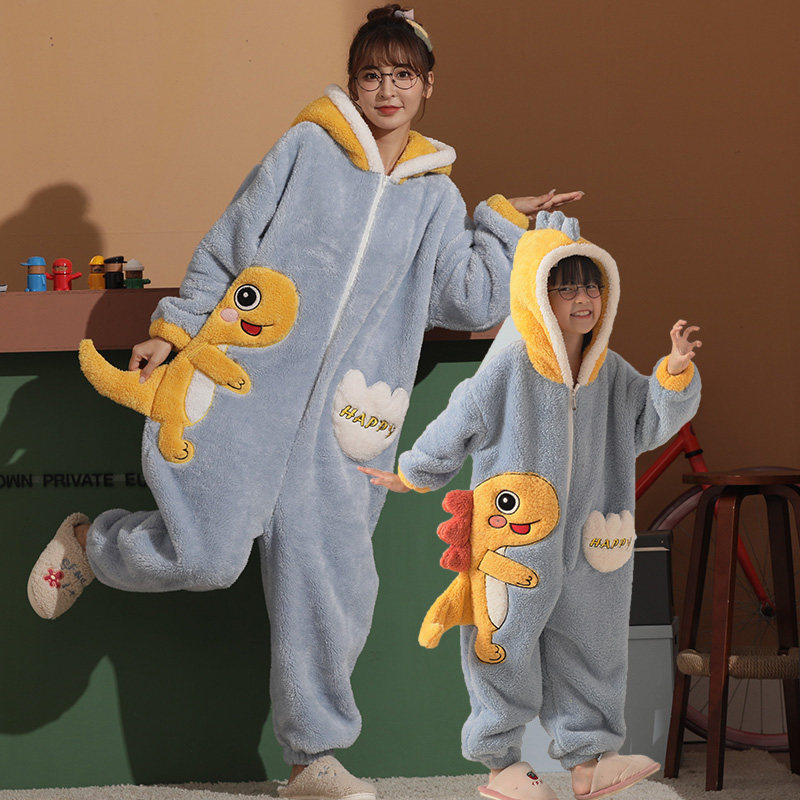 秋冬季亲子母女连体珊瑚绒女孩睡衣 珊妤睡衣/家居服套装