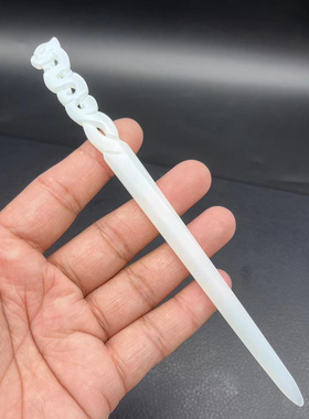 新款仿白玉龙形发簪琉璃剑来簪子新中式发钗汉服头饰发饰支持刻字