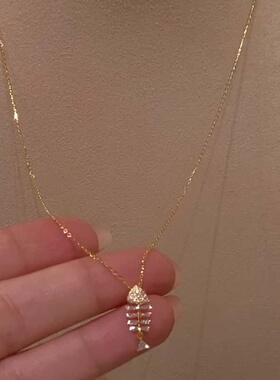 vintage爆闪鱼骨吊坠项链