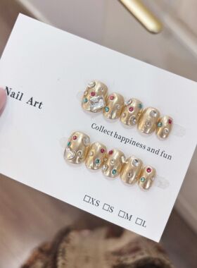 【金色传说】日式立体ins风小短甲轻奢气质美甲穿戴甲纯手作