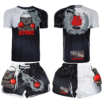 UFC Thai boxing Percussion Suit Fighting Sports Casual Wear Training MMA Honeypot Customized Martial Arts Suit Short Sleeve Male Shorts