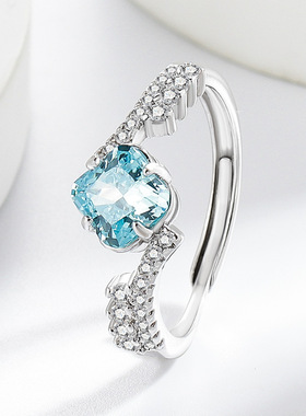 小红书热卖彩宝冰花切四叶草戒指镀真金幸运草高碳钻指环直播代发