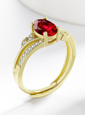 欧美跨境镀白k璀璨超闪椭圆形花卉满天星感女式镶指