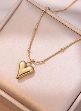 项链女 时尚爱心钛钢项链ins气质网红简约冷淡风小众设计锁骨链