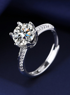 直播镀银满钻半壁江山戒指莫桑石女指环配饰小众工厂直销