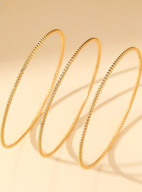 手镯女跨境波光粼粼满天星细圈手镯简约小众闭口叠戴手环钛钢饰品