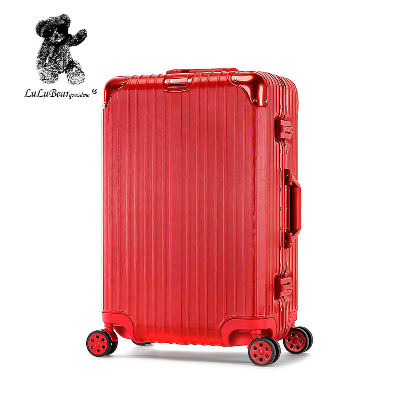 法国lulu万向轮26寸熊铝框拉杆箱 lulubearqsvzdme旅行箱