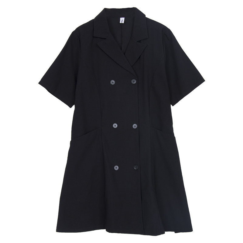 赫宁大码西装裙2020夏新款小连衣裙 HENING赫宁 微胖定制连衣裙