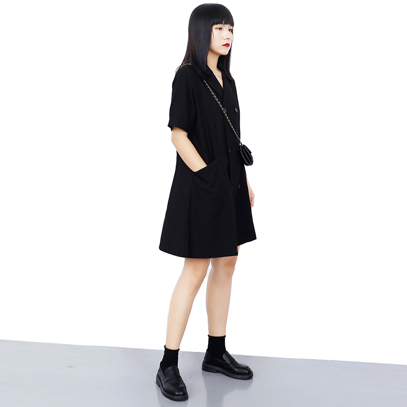 赫宁大码西装裙2020夏新款小连衣裙 HENING赫宁 微胖定制连衣裙