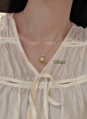 S925纯银项链戴妃人造南洋珍珠