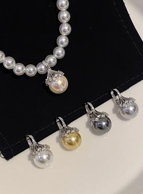 澳白akoya单颗珍珠吊坠万能扣银