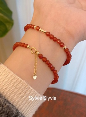 高级感显白红玛瑙手链手串不掉色